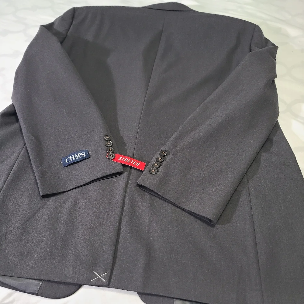 Chaps Men's Classic Fit Performance Stretch Suit Jacket Blazer Gray NWT‎ 48L